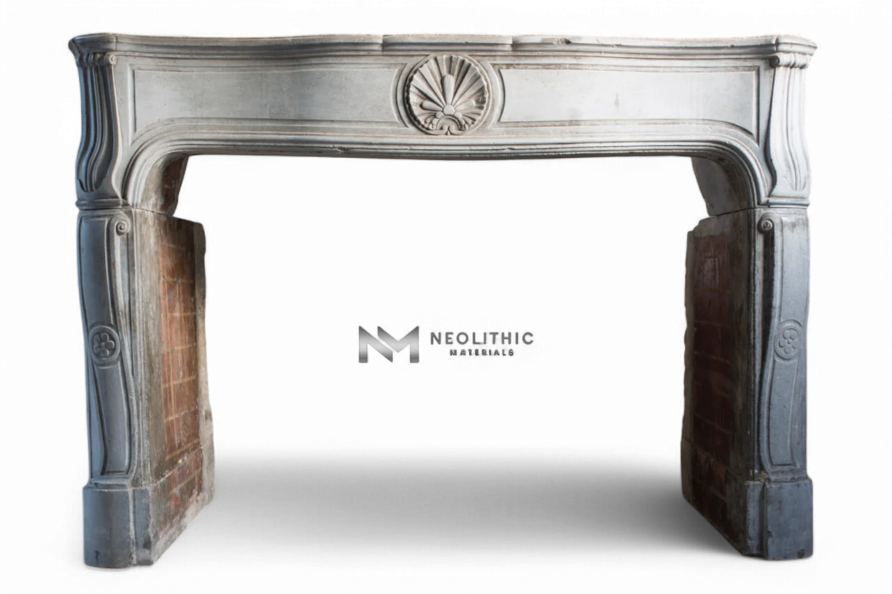 Antique Limestone de Besancon Fireplace Mantel Louis XV Style - Image 1